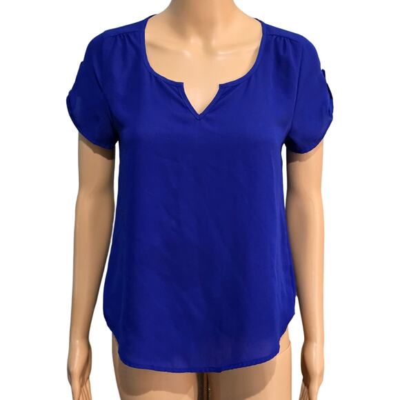 MINE Tops - MINE Blue Roll Tab Blouse Small